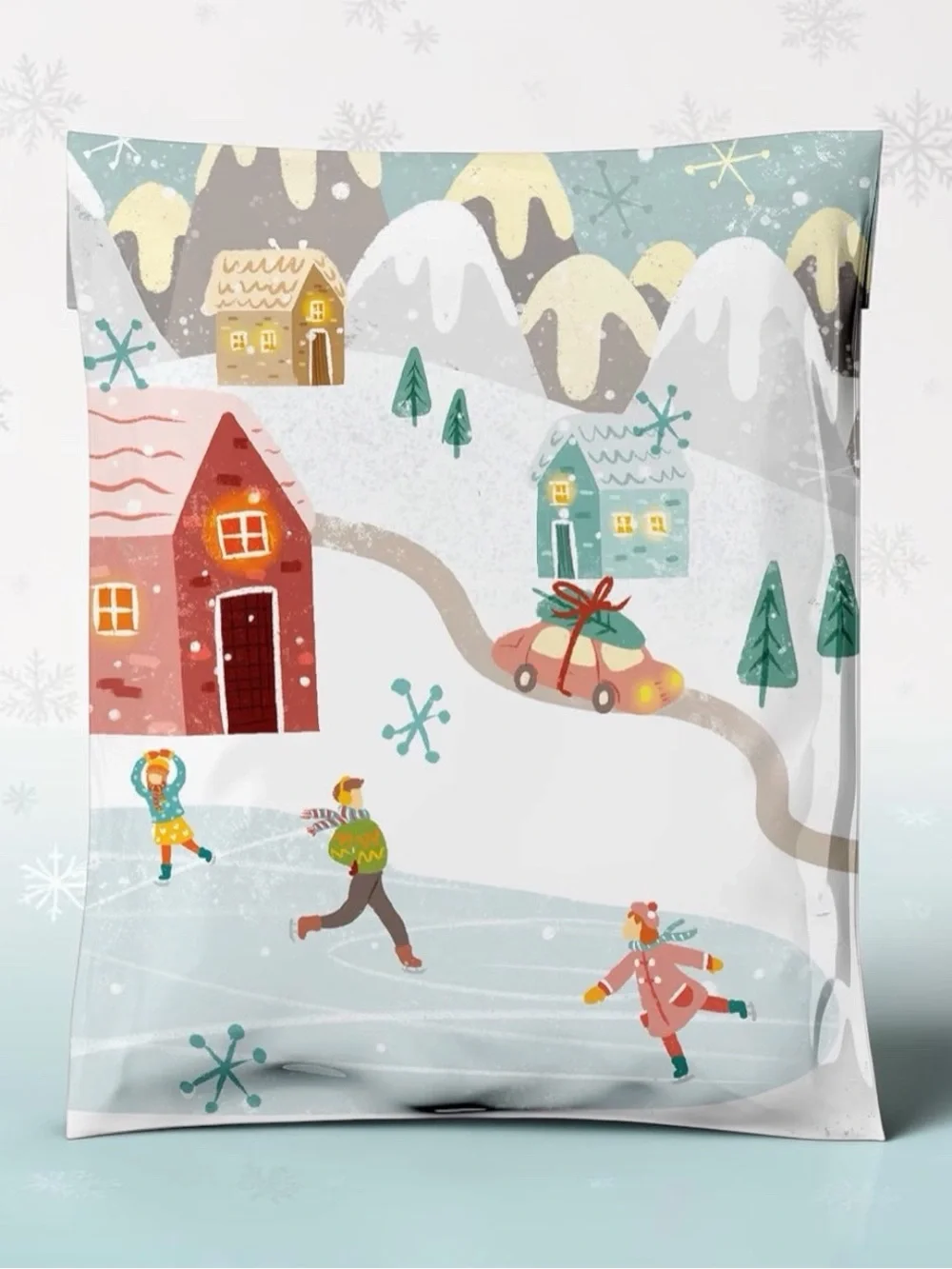 Holiday Winter Village Poly Mailers 10”x13”- 15ct